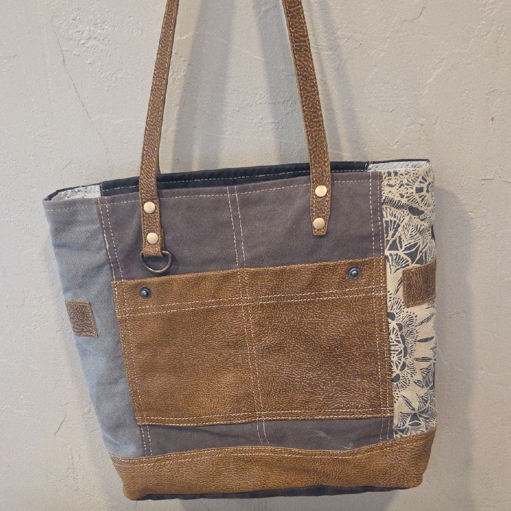 Stylish Brown and Gray Myra Tote Bag